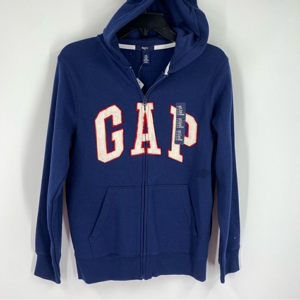 GAP Kids Zipper Front Blue Graphic Hoodie Size XXL New with tags